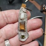Sterling Pendant with Tiger's eye, Opal and Peridot